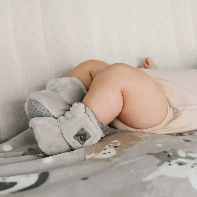 PERLIMPINPIN PANTOUFLES EN PELUCHE DOUBLE ÉPAISSEUR - UNI GRIS