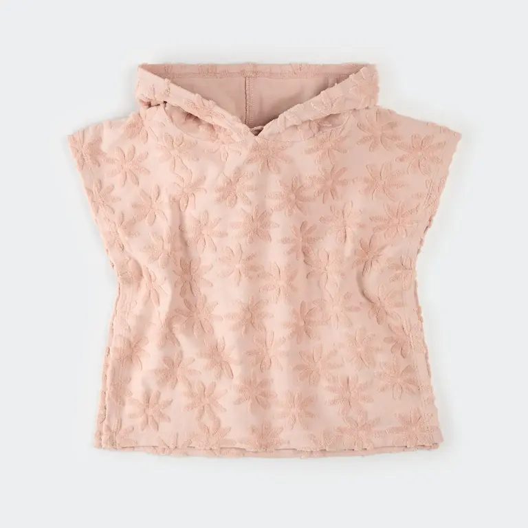 PETIT LEM PETIT LEM - PONCHO DE PLAGE FLEURS - ROSE PÂLE