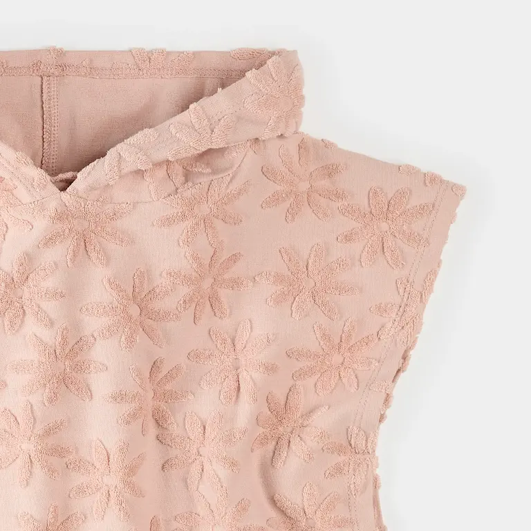 PETIT LEM PONCHO DE PLAGE FLEURS - ROSE PÂLE