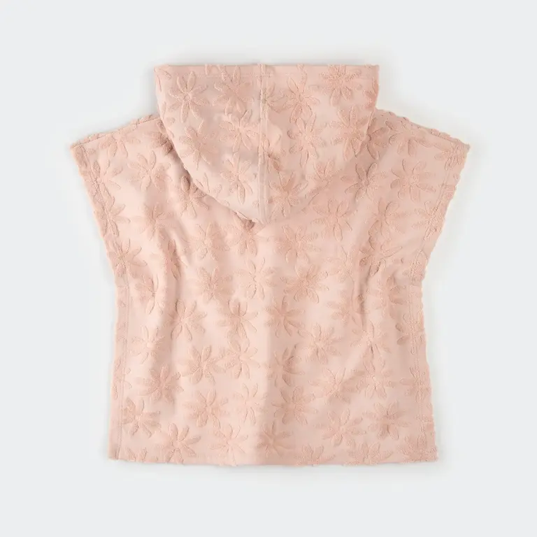 PETIT LEM PETIT LEM - PONCHO DE PLAGE FLEURS - ROSE PÂLE