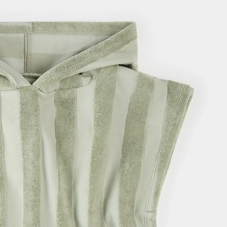 PETIT LEM PETIT LEM - PONCHO DE PLAGE À RAYURES - VERT PRAIRIE