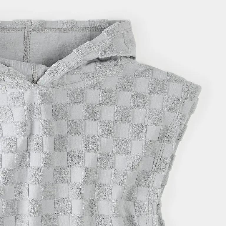 PETIT LEM PETIT LEM - PONCHO DE PLAGE À CARREAUX - BLEU DÉLAVÉ