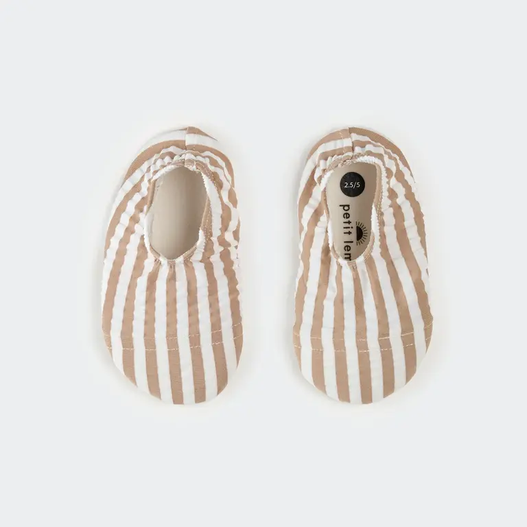 PETIT LEM WATER SHOE - TAUPE STRIPED SEERSUCKER