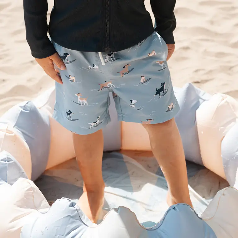 PETIT LEM MAILLOT SHORT À IMPRIMÉ CHIENS SURFEURS - BLEU
