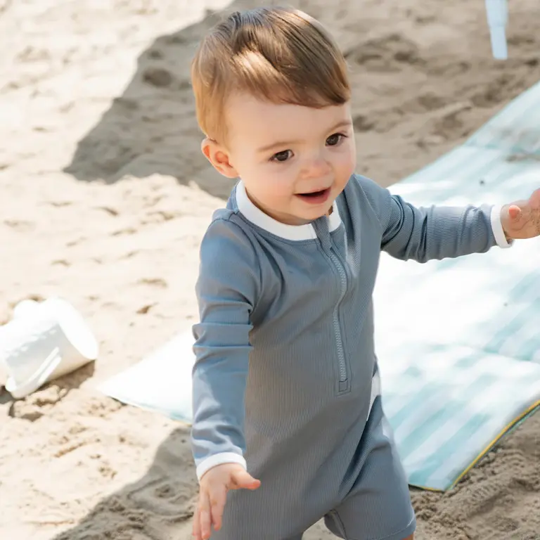 PETIT LEM MAILLOT COMBINAISON MANCHES LONGUES - BLEU POUDRE