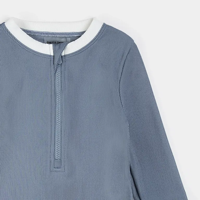 PETIT LEM PETIT LEM - MAILLOT COMBINAISON MANCHES LONGUES - BLEU POUDRE