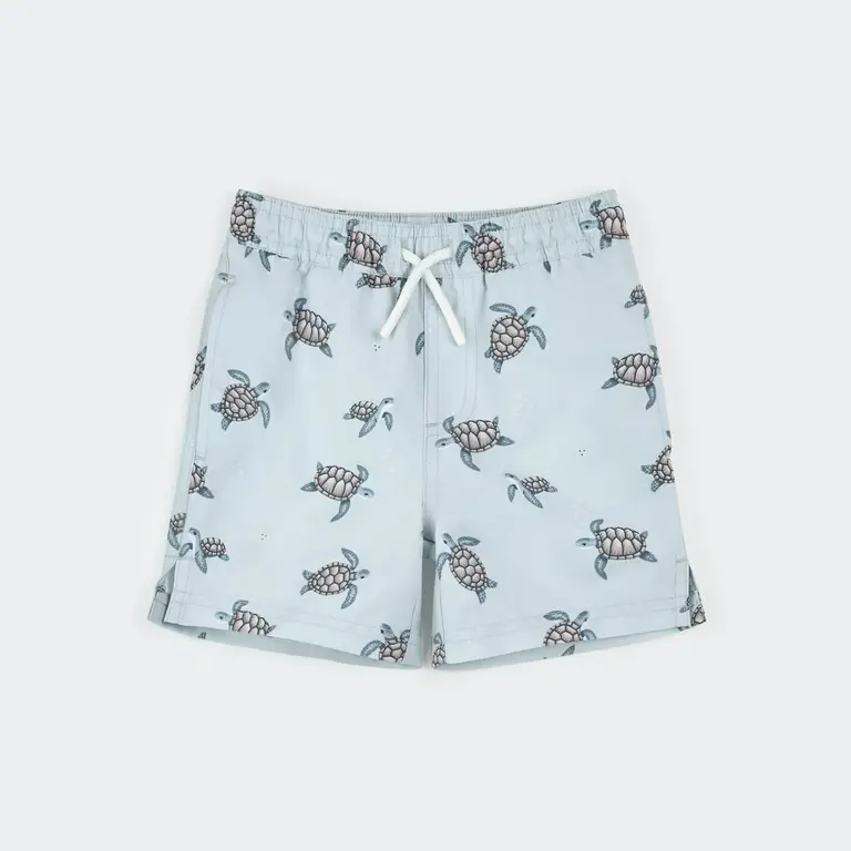 PETIT LEM MAILLOT SHORT À IMPRIMÉ TORTUES DE MER - BLEU PÂLE