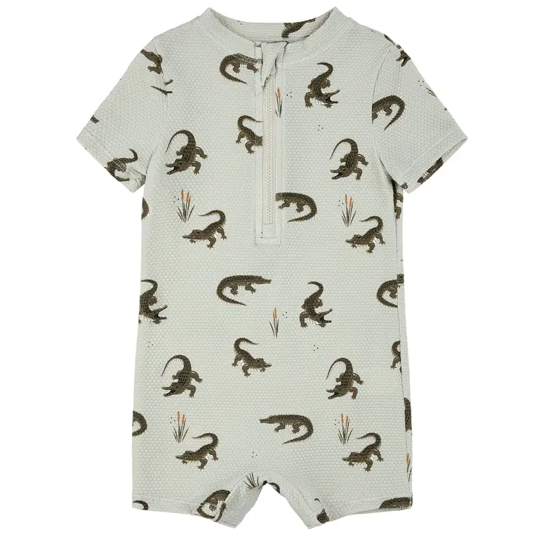 PETIT LEM PETIT LEM - MAILLOT BARBOTEUSE IMPRIMÉ CROCODILES - VERT