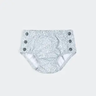 PETIT LEM SWIM DIAPER RETRO FLOWER PRINT - POWDER BLUE