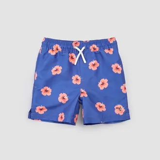 MILES THE LABEL MAILLOT SHORT À IMPRIMÉ HIBISCUS - BLEU ROYALE