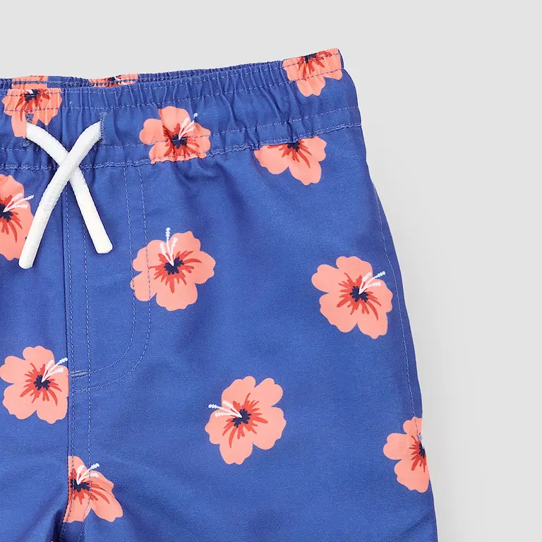 MILES THE LABEL MAILLOT SHORT À IMPRIMÉ HIBISCUS - BLEU ROYALE