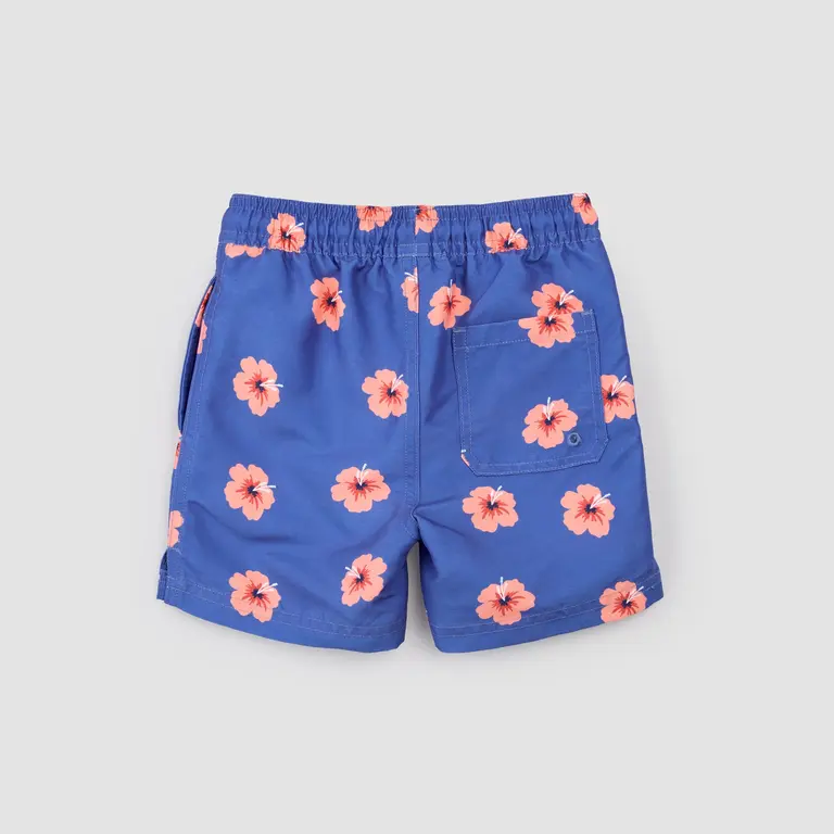 MILES THE LABEL HIBISCUS PRINT SWIM SHORTS - ROYAL BLUE