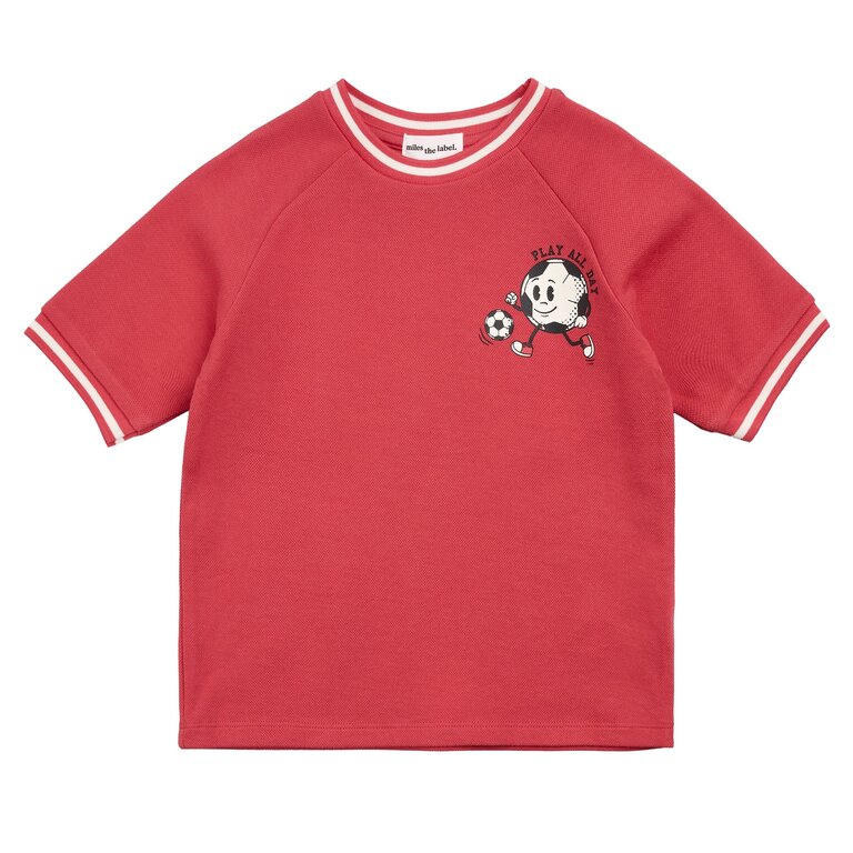 MILES THE LABEL MILES - T-SHIRT EN COTON PIQUÉ SOCCER PLAY ALL DAY - ROUGE