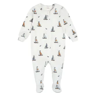 PETIT LEM PYJAMA À PATTES IMPRIMÉ DE VOILIERS - BLANC