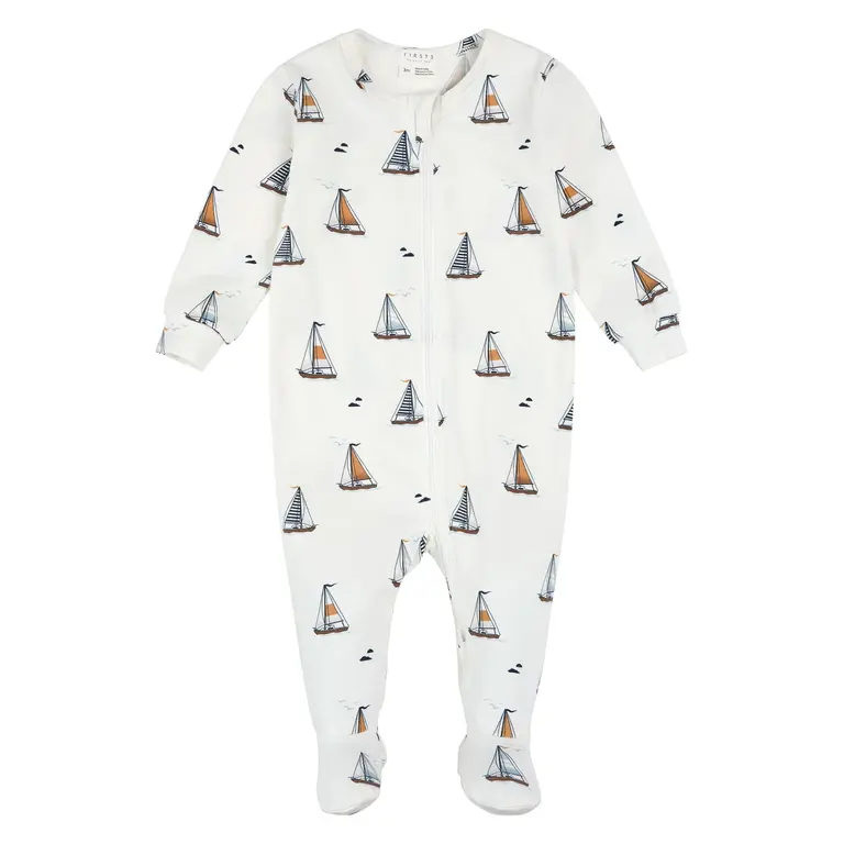 PETIT LEM PYJAMA À PATTES IMPRIMÉ DE VOILIERS - BLANC