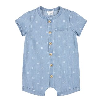 PETIT LEM COMBINAISON EN CHAMBRAY MOTIFS VOILIERS - BLEU