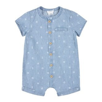 PETIT LEM PETIT LEM - COMBINAISON EN CHAMBRAY MOTIFS VOILIERS - BLEU