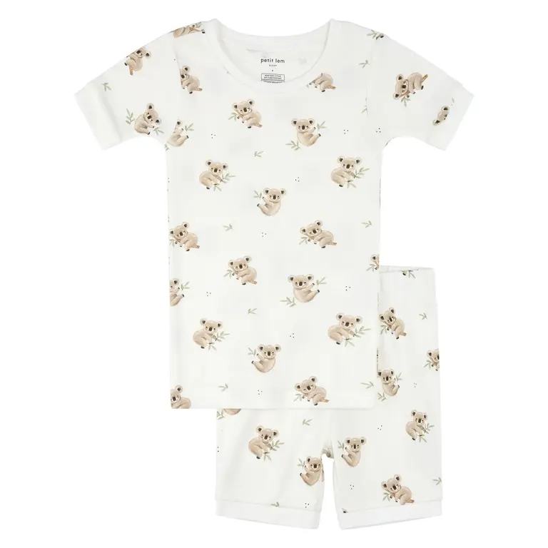PETIT LEM PYJAMA COURT 2 PIÈCES KOALA - BLANC