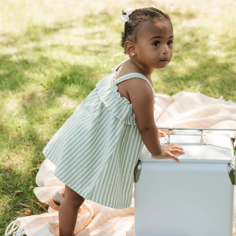 PETIT LEM PETIT LEM - DUO ROBE ET CULOTTE EN RATINE - RAYÉ VERT