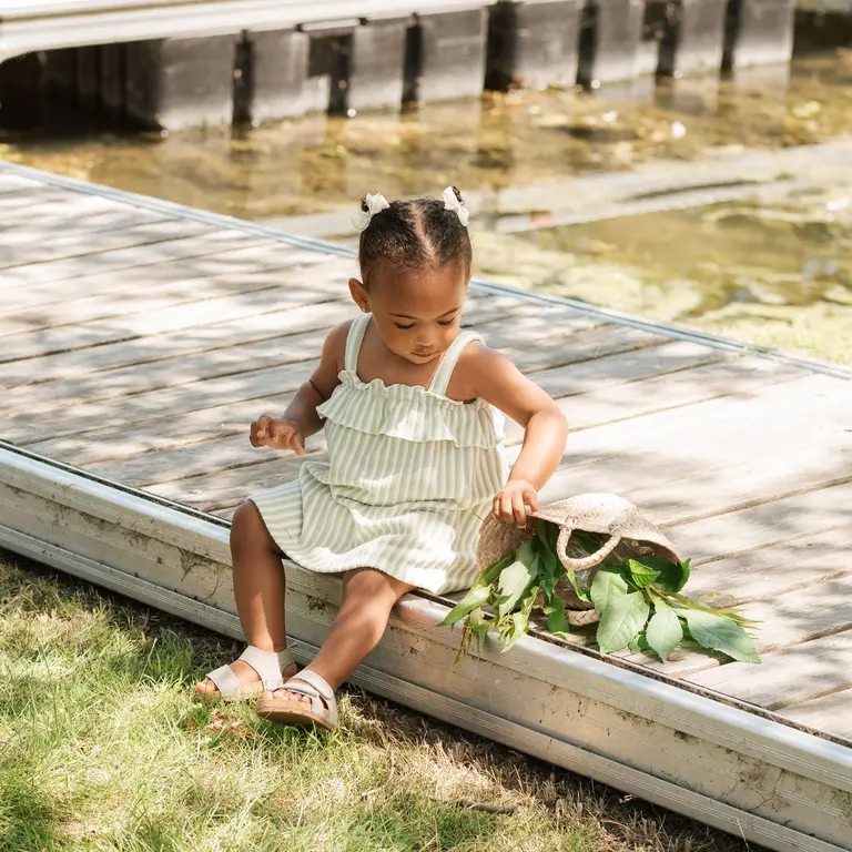 PETIT LEM PETIT LEM - DUO ROBE ET CULOTTE EN RATINE - RAYÉ VERT