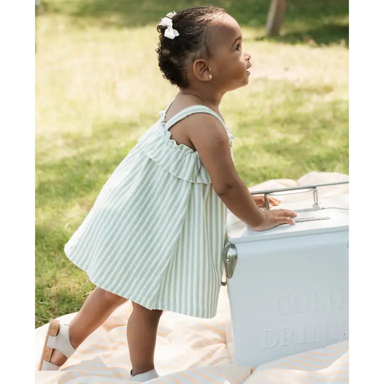 PETIT LEM DUO ROBE ET CULOTTE EN RATINE - RAYÉ VERT