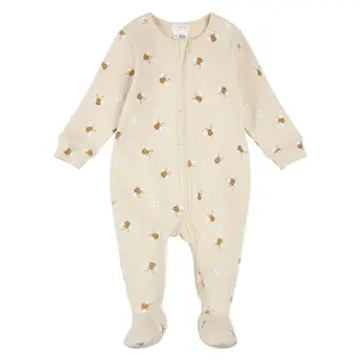 PETIT LEM PETIT LEM - PYJAMA À PATTES CÔTELÉ À IMPRIMÉ ABEILLES - BEIGE