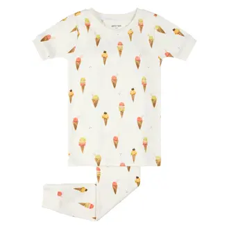 PETIT LEM PYJAMA MANCHES COURTES 2 PIÈCES CRÈME GLACÉE - BLANC