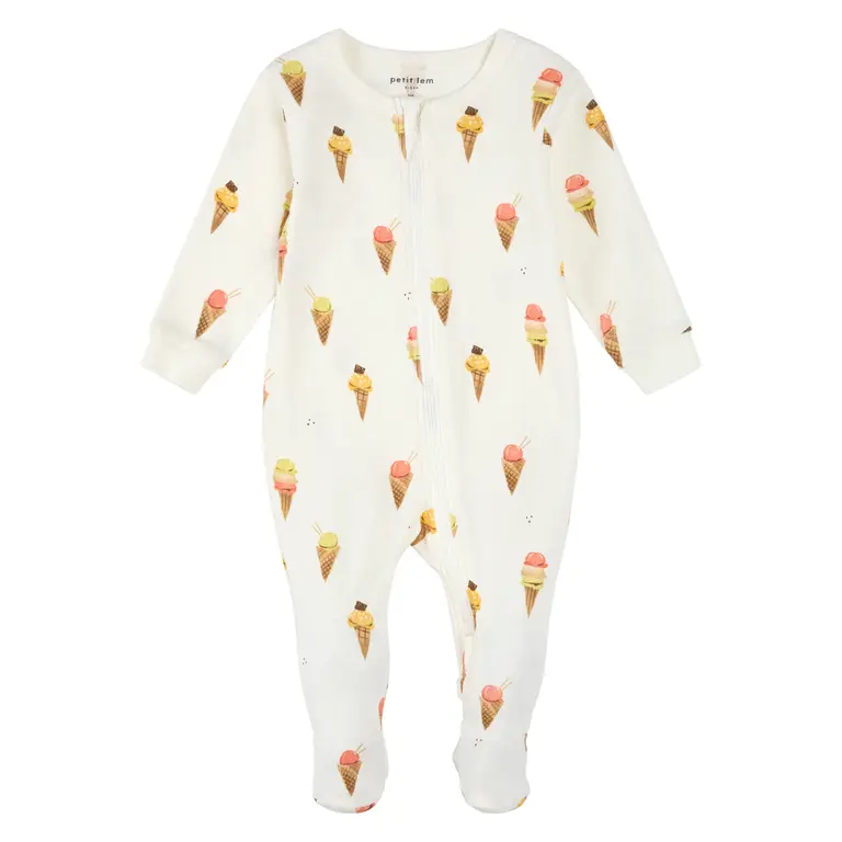 PETIT LEM PYJAMA À PATTES IMPRIMÉ CRÈME GLACÉE - BLANC