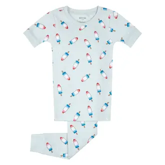 PETIT LEM PETIT LEM - PYJAMA MANCHES COURTES 2 PIÈCES POPSICLE FUSÉE - BLEU