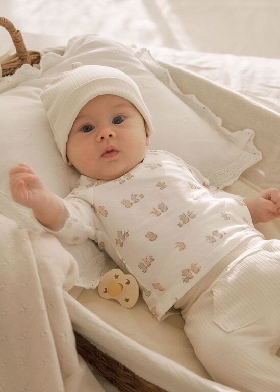 MAYORAL ENSEMBLE DEUX PIÈCES ET BONNET OURSONS - BEIGE