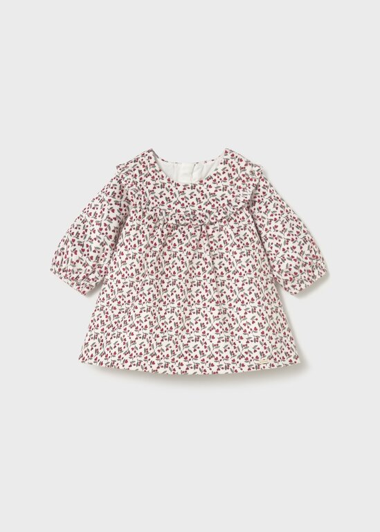 ROBE EN VELOURS À MOTIFS DE BAIES - CERISE