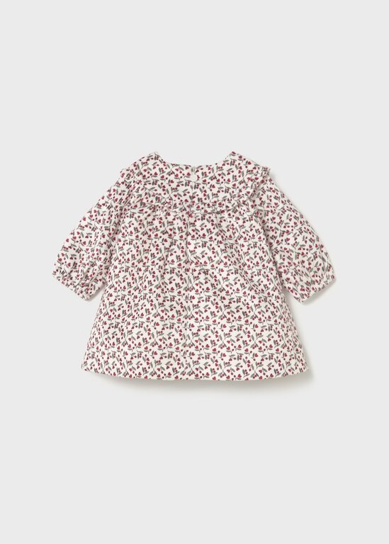 ROBE EN VELOURS À MOTIFS DE BAIES - CERISE