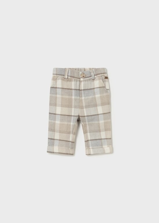 PANTALON DE FLANELLE À CARREAUX - NOISETTE