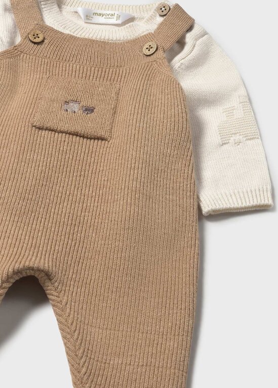 MAYORAL ENSEMBLE SALOPETTE EN TRICOT - TOFFEE