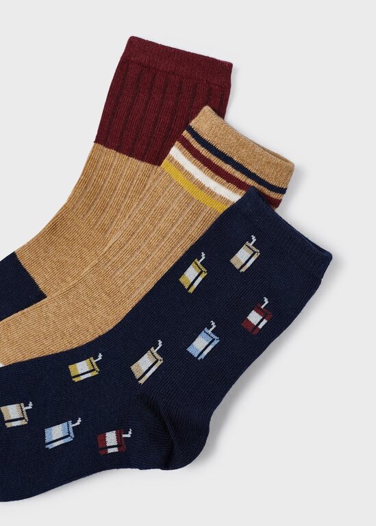 MAYORAL LOT DE 3 PAIRES DE CHAUSSETTES - MARRON