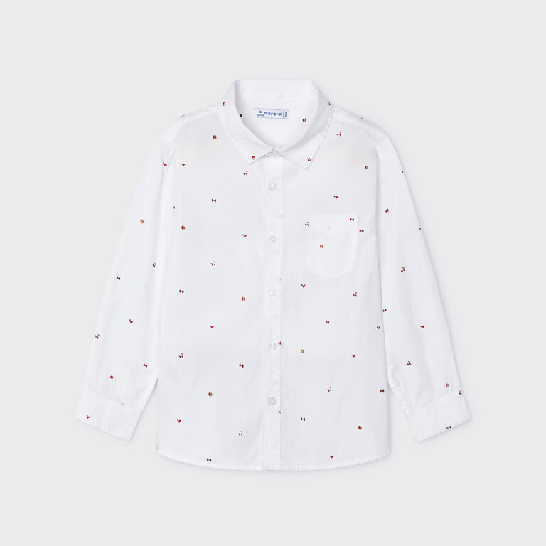 MAYORAL CHEMISE MANCHES LONGUES GÉO - BLANC