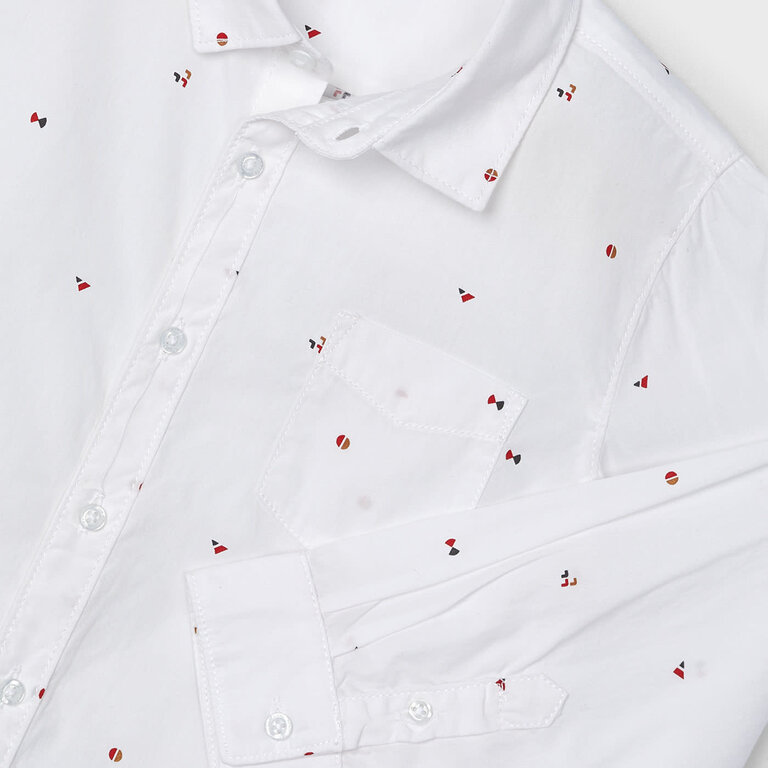 MAYORAL CHEMISE MANCHES LONGUES GÉO - BLANC