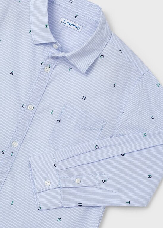 MAYORAL CHEMISE MANCHES LONGUES LETTRE - CIEL