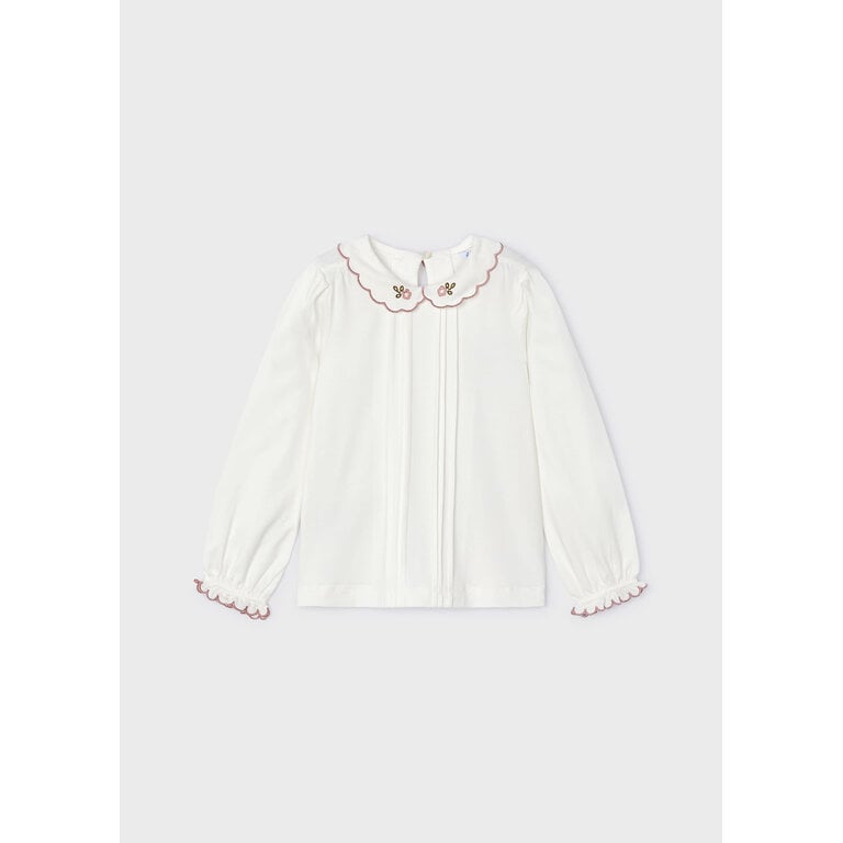 MAYORAL TOP WITH EMBROIDERED COLLAR - PINK