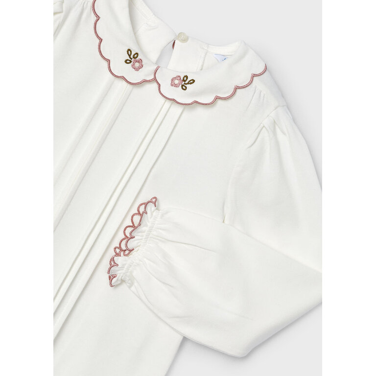 MAYORAL TOP WITH EMBROIDERED COLLAR - PINK