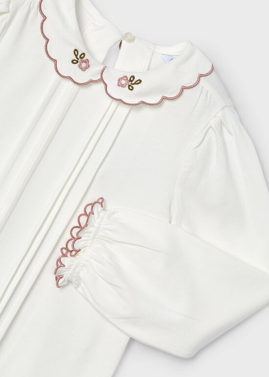 CHANDAIL AVEC COL BRODÉ - ROSÉ