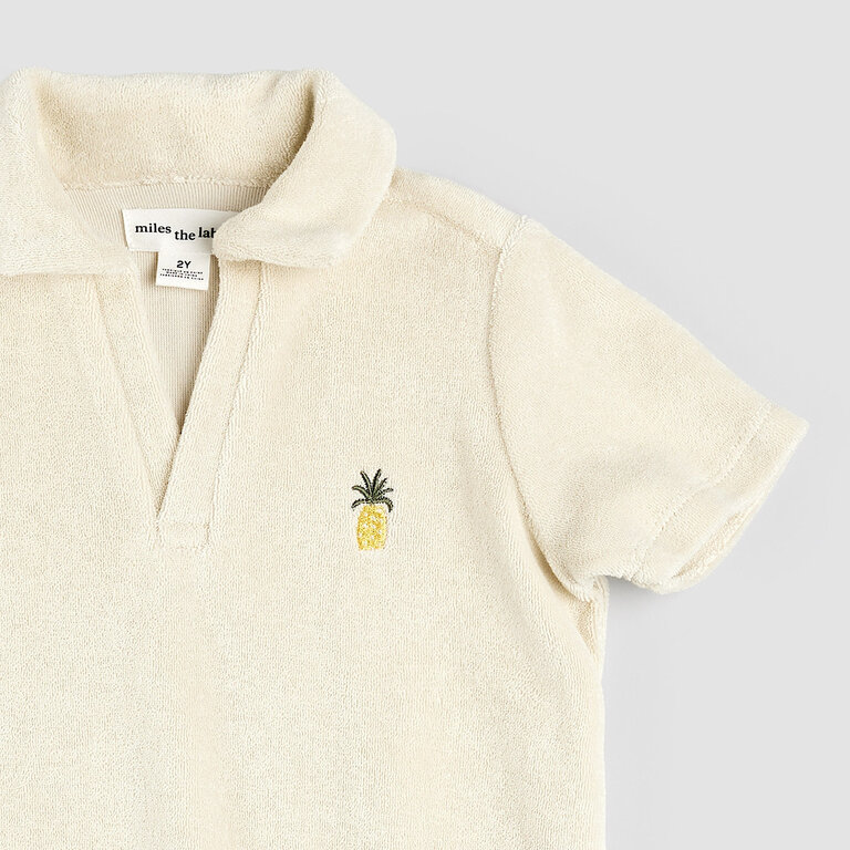 MILES THE LABEL POLO EN RATINE AVEC BRODERIE D'ANANAS - BEIGE