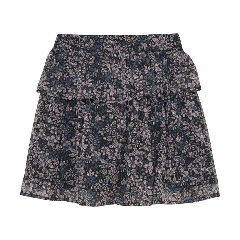 CREAMIE JUPE DOBBY FLEURI - BLUE BLACK