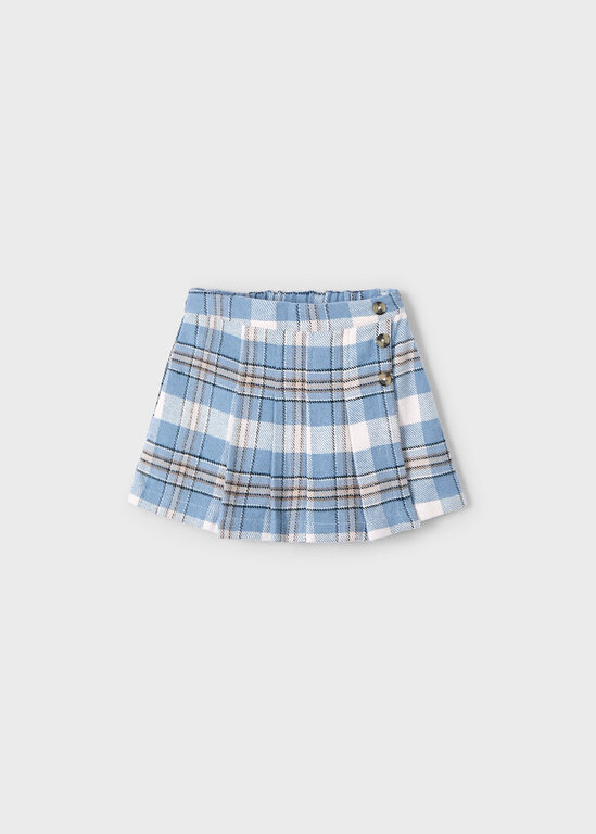 JUPE SHORT À CARREAUX - CIEL