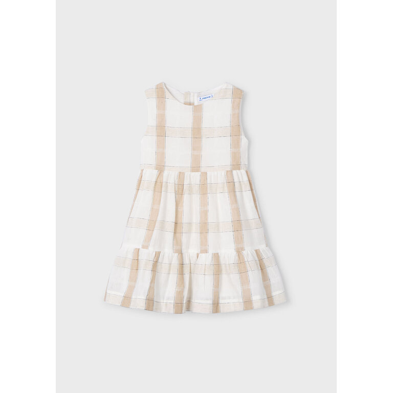 MAYORAL PLAID LINEN DRESS - BEIGE