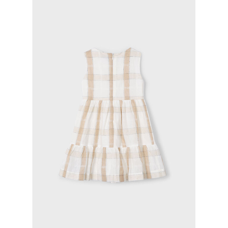 MAYORAL PLAID LINEN DRESS - BEIGE