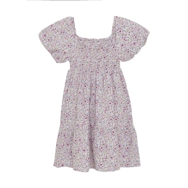 CREAMIE ROBE NID D'ABEILLE FLEURI - CRÈME