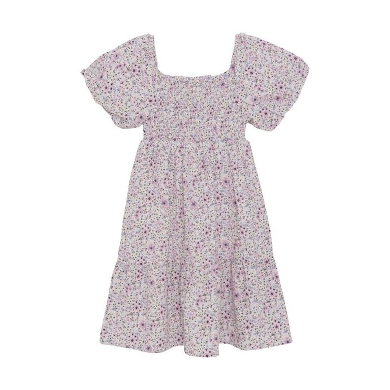 CREAMIE ROBE NID D'ABEILLE FLEURI - CRÈME