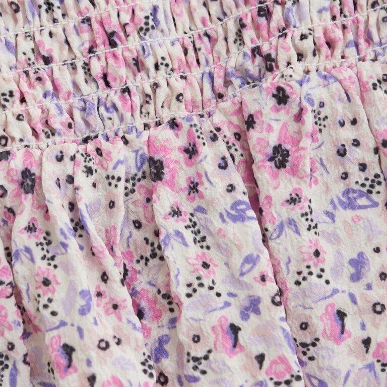 CREAMIE ROBE NID D'ABEILLE FLEURI - CRÈME