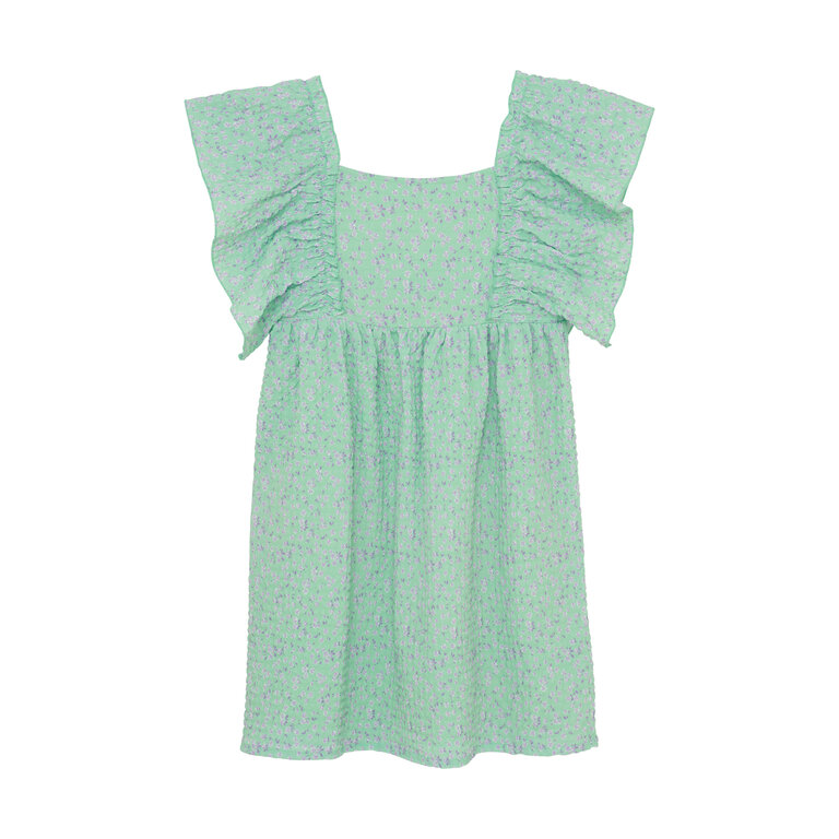 CREAMIE ROBE À VOLANTS - FLEURI MENTHE